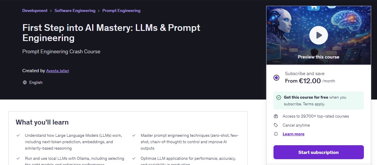 See my HomePage at [Udemy.com Ali jAFARO]([https://www.amazon.com/stores/author/B0DST58YXC](https://www.udemy.com/course/first-step-into-ai-mastery-llms-prompt-engineering/#instructor-1))